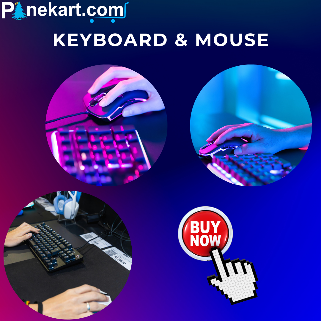 keyboard and mouse placed on a desk, highlighting comfortable design and essential accessories for everyday computer use.
