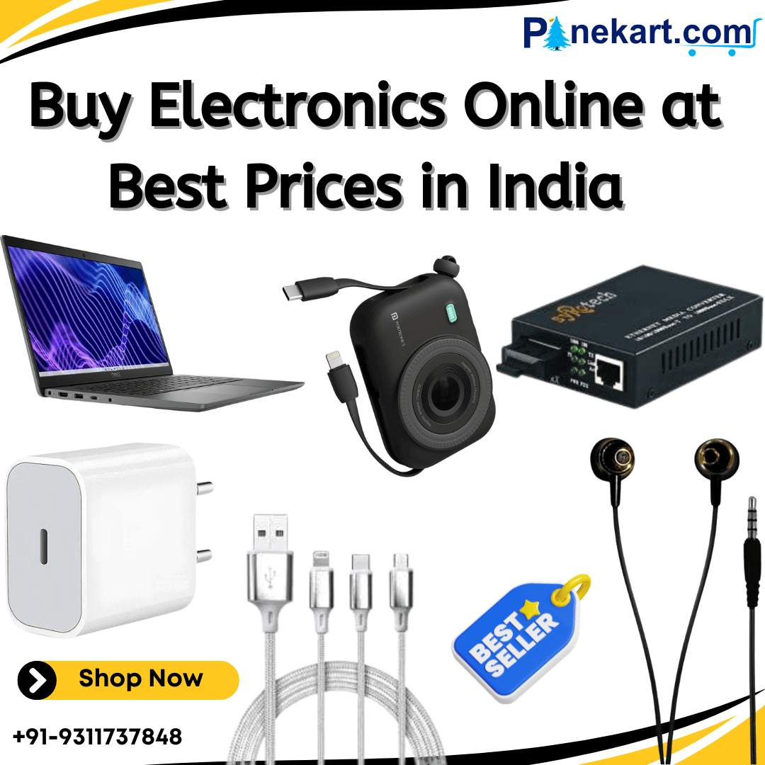 "Shopping cart with electronics and 'Best Prices in India' banner."