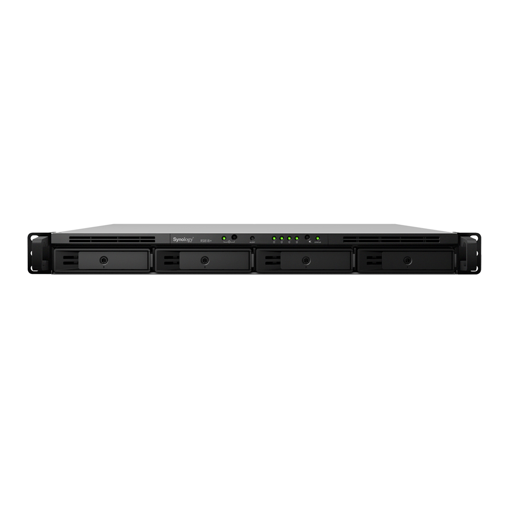 Synology RackStation RS818+/RS818RP+ | 4-Bay Rackmount NAS | Quad-Core CPU with AES-NI | 2GB DDR3 RAM (Expandable) | 10GbE Ready | 1099MB/s Read | SMB Storage Server