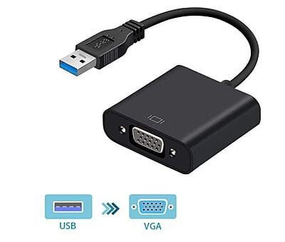 USB 3.0 to VGA Adapter, External USB 3.0 Video Display Cable for PC Laptop Windows.(Black)