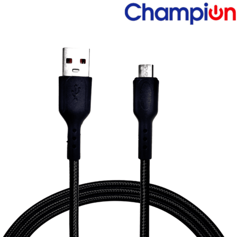 Champion Micro 3Amp 1Mtr Braided Data Cable Black (Series -C) Champion Micro 3Amp 1Mtr Braided Data Cable Black (Series -C)