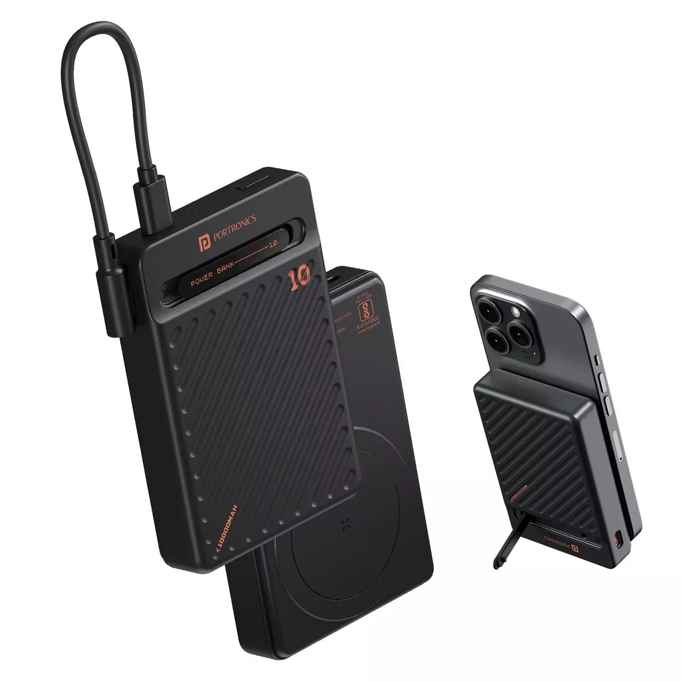Portronics CHYRO 10000mAh Magnetic Wireless Power Bank, 15W Wireless & 20W PD Fast Charging with Built-in Stand and Type-C Cable Portronics CHYRO 10000mAh Magnetic Wireless Power Bank, 15W Wireless & 20W PD Fast Charging with Built-in Stand and Type-C Cable