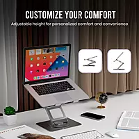 Portronics My Buddy K11 Pro Metal Laptop Stand with 360° Rotation,for Laptops & MacBook(Silver)