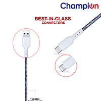 Champion 3A Type C White Braided Data Cable (2Mtr)-Series C Champion 3A Type C White Braided Data Cable (2Mtr)-Series C