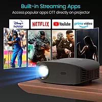 Portronics Beem 490 Smart LED Projector | 1080p Full HD, Auto Focus, Streaming Apps, 6000 lm | Portable Projector with Remote Controller (Black)