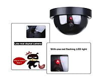 Fake Wired Security CCTV Dome Camera with Flashing Red LED Light