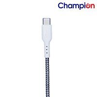 Champion 3A Type C White Braided Data Cable (2Mtr)-Series C