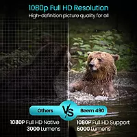 Portronics Beem 490 Smart LED Projector | 1080p Full HD, Auto Focus, Streaming Apps, 6000 lm | Portable Projector with Remote Controller (Black)