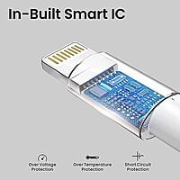 Portronics Konnect L1 20W Type C to 8 Pin Quick Charging Cable with Nylon Braided, Metal Heads, 1 m Length (White) for Smartphone