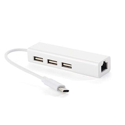 Macbook Fast Ethernet Adapter USB 2.0 Type-C 3 Port HUB RJ45 100Mbps for MacBook