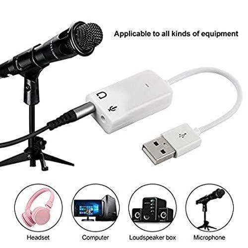 USB Sound Card Audio Adapter, Channel Dual Jack for Voice  Recording and Listening Compatible with Laptop and Desktop (White)