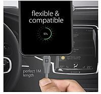 Champion C-Type TPE Power+ Compatible Dash/Warp Data Sync Fast Charging Cable Supported for All C Type Devices (Grey)