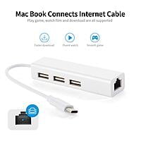 Macbook Fast Ethernet Adapter USB 2.0 Type-C 3 Port HUB RJ45 100Mbps for MacBook