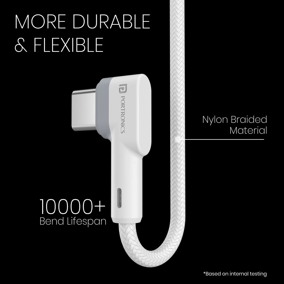 Portronics Konnect L Fast Charging 3A Type-C Cable 1.2Meter with Charge & Sync Function for All Type-C Devices Portronics Konnect L Fast Charging 3A Type-C Cable 1.2Meter with Charge & Sync Function for All Type-C Devices