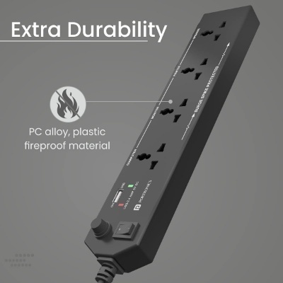 Portronics Power Plate 4 Extension Board – 4 Universal Sockets, USB Charging Port, 1.5m Cord, 1500W, Child Safety Shutter, 3-Pin Multi Plug for Home Appliances and Electronics Portronics Power Plate 4 Extension Board – 4 Universal Sockets, USB Charging Port, 1.5m Cord, 1500W, Child Safety Shutter, 3-Pin Multi Plug for Home Appliances and Electronics