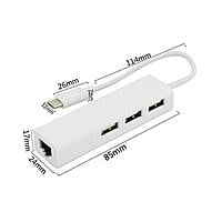 Macbook Fast Ethernet Adapter USB 2.0 Type-C 3 Port HUB RJ45 100Mbps for MacBook