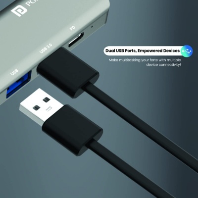 Portronics Mport 52 USB C Hub (7-in-1), Multiport Adapter with 4K HDMI, 60 W PD Charging, USB 3.0/2.0 & USB Type-C Data Ports at up to 10 Gbps, microSD & SD Card Reader for Laptops(Grey) Portronics Mport 52 USB C Hub (7-in-1), Multiport Adapter with 4K HDMI, 60 W PD Charging, USB 3.0/2.0 & USB Type-C Data Ports at up to 10 Gbps, microSD & SD Card Reader for Laptops(Grey)