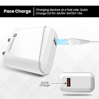 Portronics Adapto 40 C 18W Quick Charge Mobile Charger Portronics Adapto 40 C 18W Quick Charge Mobile Charger