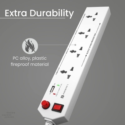 Portronics Power Plate 4 Extension Board – 4 Universal Sockets, USB Charging Port, 1.5m Cord, 1500W, Child Safety Shutter, 3-Pin Multi Plug for Home Appliances and Electronics Portronics Power Plate 4 Extension Board – 4 Universal Sockets, USB Charging Port, 1.5m Cord, 1500W, Child Safety Shutter, 3-Pin Multi Plug for Home Appliances and Electronics
