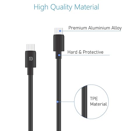 Portronics Usb Type-C To Type-C Cable For Smartphone (Black) Portronics Usb Type-C To Type-C Cable For Smartphone (Black)