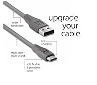 Champion C-Type TPE Power+ Compatible Dash/Warp Data Sync Fast Charging Cable Supported for All C Type Devices (Grey)