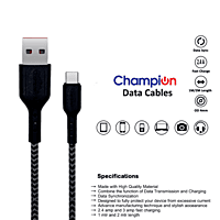 Champion USB to Type-C 2.4Amp Data Sync & Charging Cable Braided 1M for all Android & USB Type-C Devices (Grey) Champion USB to Type-C 2.4Amp Data Sync & Charging Cable Braided 1M for all Android & USB Type-C Devices (Grey)