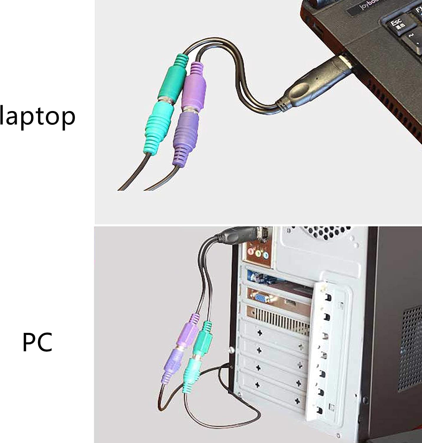 USB 2.0 Male to Dual PS/2 Female Converter ,Connector ,Adapter , Cable For Keyboard Mouse (Multicolor)