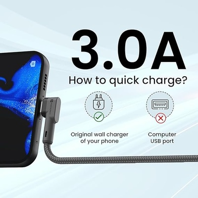 Portronics Konnect L POR-1081 Fast Charging 3A Type-C Cable 1.2Meter with Charge & Sync Function for All Type-C Devices (Grey) Portronics Konnect L POR-1081 Fast Charging 3A Type-C Cable 1.2Meter with Charge & Sync Function for All Type-C Devices (Grey)
