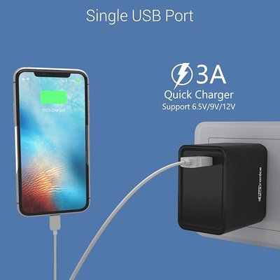 Portronics Adapto One,18W 3A Mach USB Charging Adaptor,Comes with 1M Type-C Cable Single Port Wall Charger for Iphone11/Xs/Xs Max/Xr/X/8/7/6/Plus,Ipad Pro/Air2/Mini3/Mini 4,Samsung S4/S5&More,Black