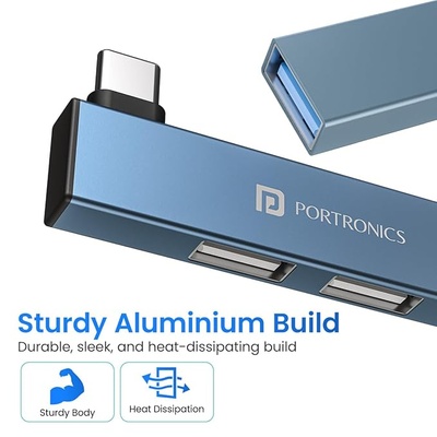 Portronics Mport Mino C High Speed 3-Port USB 2.0, Aluminium Alloy Body, USB Type-C (Grey) Portronics Mport Mino C High Speed 3-Port USB 2.0, Aluminium Alloy Body, USB Type-C (Grey)