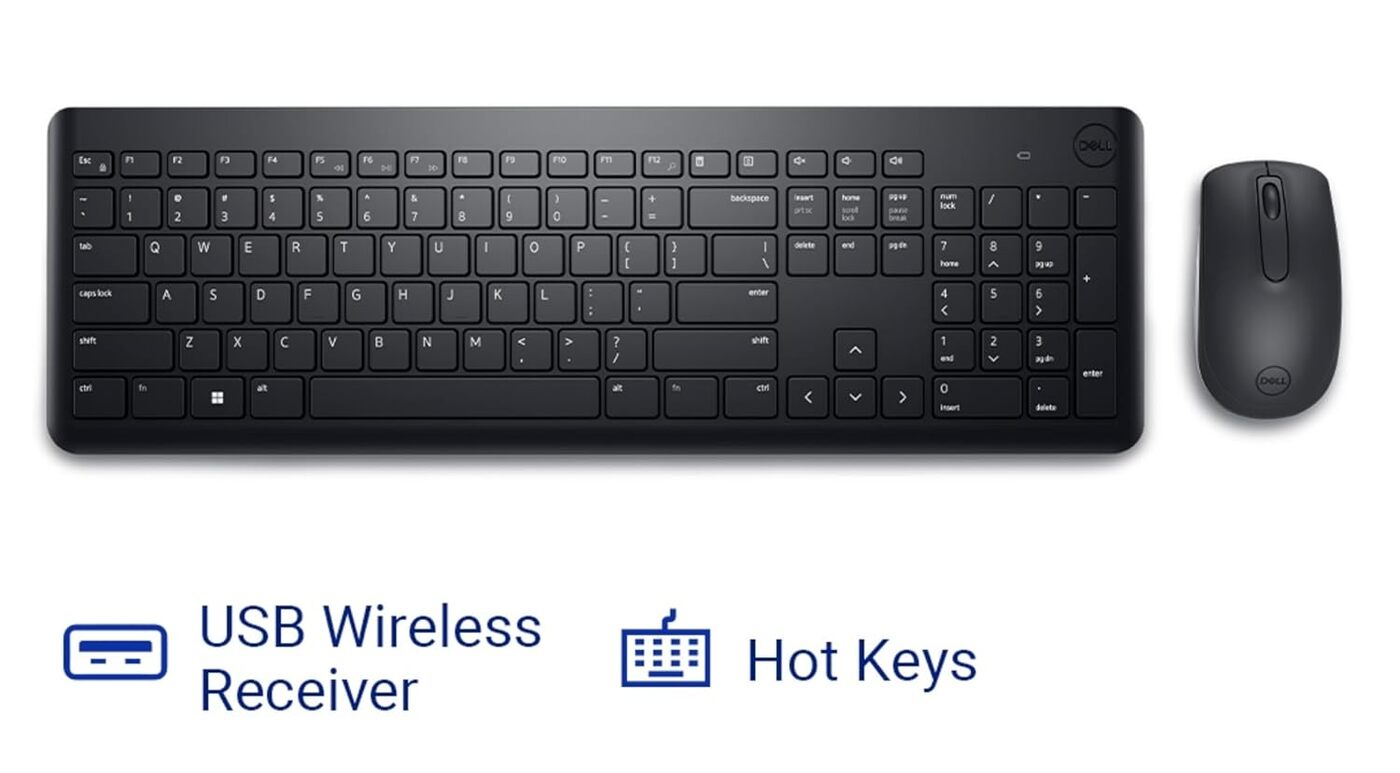 Dell KM3322W Wireless Keyboard and Mouse Combo – Anti-Fade Keys, Spill-Resistant, 36-Month Battery Life – Black Dell KM3322W Wireless Keyboard and Mouse Combo – Anti-Fade Keys, Spill-Resistant, 36-Month Battery Life – Black