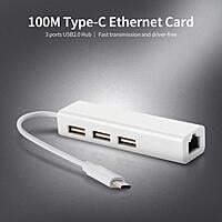 Macbook Fast Ethernet Adapter USB 2.0 Type-C 3 Port HUB RJ45 100Mbps for MacBook Macbook Fast Ethernet Adapter USB 2.0 Type-C 3 Port HUB RJ45 100Mbps for MacBook