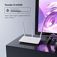 Tenda F3 300Mbps Wireless Wi-Fi Router (White, Single_Band Not a Modem, 300 megabits_per_Second)