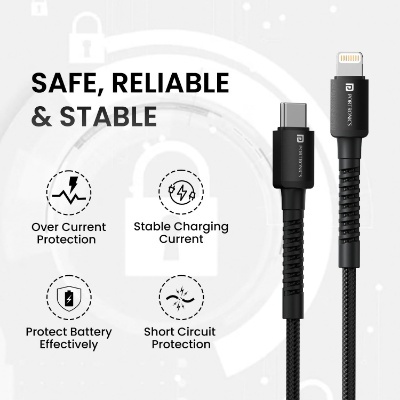 Portronics Konnect X Type C to 8-Pin 27W Fast Charging Cable, Premium TPE Material, Support to all Lightning Devices 1M Length Portronics Konnect X Type C to 8-Pin 27W Fast Charging Cable, Premium TPE Material, Support to all Lightning Devices 1M Length