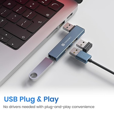 Portronics Mport Mino A USB 3.0 Hub (3-in-1) with USB 3.0 SuperSpeed, Compact L-Shape Design, 2-Port USB 2.0 High-Speed, USB Plug, Metal Alloy Body, for Laptop, PC, Mac (Grey) Portronics Mport Mino A USB 3.0 Hub (3-in-1) with USB 3.0 SuperSpeed, Compact L-Shape Design, 2-Port USB 2.0 High-Speed, USB Plug, Metal Alloy Body, for Laptop, PC, Mac (Grey)