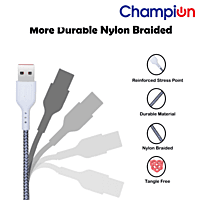 Champion iPhone 2.4 amp Braided Data Cable (White)