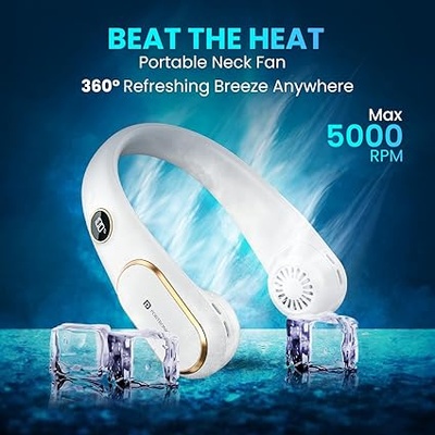 Portronics Gobreeze Portable Rechargeable Neck Fan, Upto 6 Hours Playtime, LED Display, Bladeless Fan, 4 Speed Mode, Adjustable Size, 360° Cooling Neck Fan, Noiseless Fan, Type C Fast Charging(White) Portronics Gobreeze Portable Rechargeable Neck Fan, Upto 6 Hours Playtime, LED Display, Bladeless Fan, 4 Speed Mode, Adjustable Size, 360° Cooling Neck Fan, Noiseless Fan, Type C Fast Charging(White)