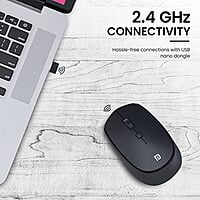 Portronics Toad 23 Wireless Optical Mouse with 2.4GHz, USB Nano Dongle, Optical Orientation, Click Wheel, Adjustable DPI(Black)