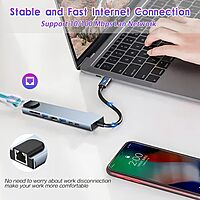 Prime Dock 8 in 1 Type-C to Multiport Adapter with 4K HDMI, RJ45 LAN, USB 3.0, Type-C cum PD, TF & Micro SD Card Reader Multiport Adapter Docking Station Prime Dock 8 in 1 Type-C to Multiport Adapter with 4K HDMI, RJ45 LAN, USB 3.0, Type-C cum PD, TF & Micro SD Card Reader Multiport Adapter Docking Station