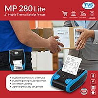 TVS ELECTRONICS MP 280 Lite Mobile Receipt Printer|2 inch Mobile Printer |Bluetooth Connectivity V4.0+USB|Simple&Compactrugged|Chargeable Batteries|203dpi|Auto Sleep Mode