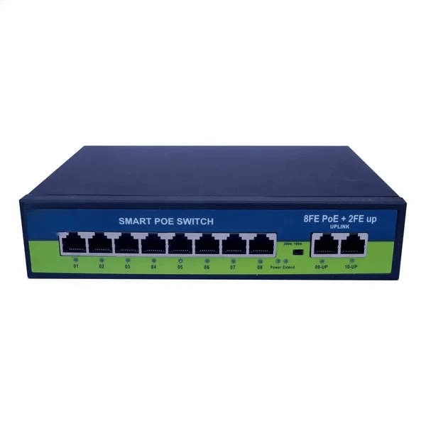 PoE Ethernet Switch Ai Poe (8Fe+2Ge) Over Ethernet Switch 2 Port Uplink Giga, 802.3Af/At Poe+100MB-ps, 120W BuiltIn Power, Extend To 250Meter, Unmanaged Metal Plug And Play PoE Ethernet Switch Ai Poe (8Fe+2Ge) Over Ethernet Switch 2 Port Uplink Giga, 802.3Af/At Poe+100MB-ps, 120W BuiltIn Power, Extend To 250Meter, Unmanaged Metal Plug And Play