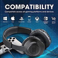 JBL Quantum 100, Wired Over Ear Gaming Headphones with mic(Black)