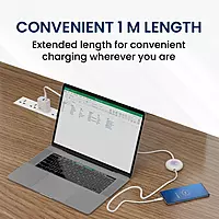 Portronics [ Upgraded Konnect Recoil ] PD Type C to Type C Cable 60W Pd Fast Charging Cable,Retractable Charging Cable,Compatibility with iPhone 15 Series & Type C Smartphones.
