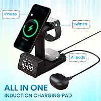 Portronics Bella 2 3 in 1 15W Magnetic Wireless Charging Station (Black)