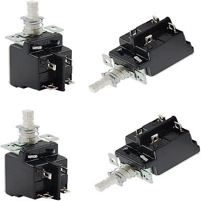 Black 4-Pin KDC Power Switch Compact, Durable, White Knob, without screw Design, Standard Operating Temperature, Ideal for Power Control Applications