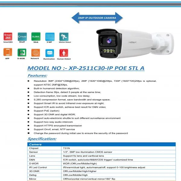 Bullet Camera IP Camera (Outdoor) | Smart Bullet Camera,Motion Detection | Color View | Low Illumination CMOS Image Sensor Bullet Camera IP Camera (Outdoor) | Smart Bullet Camera,Motion Detection | Color View | Low Illumination CMOS Image Sensor