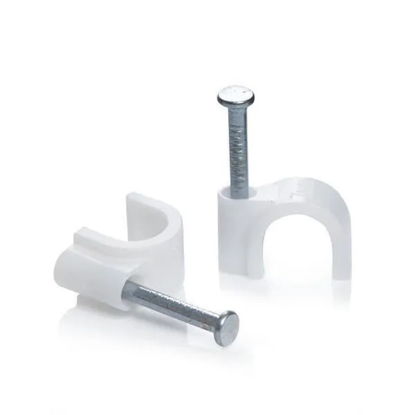 Round Cable Clip with Metal Nail , Wire Clamp Fasteners for Wall Mounting - (Pack Of 100)