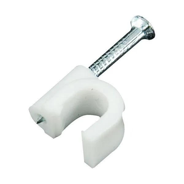 Round Cable Clip with Metal Nail , Wire Clamp Fasteners for Wall Mounting - (Pack Of 100)