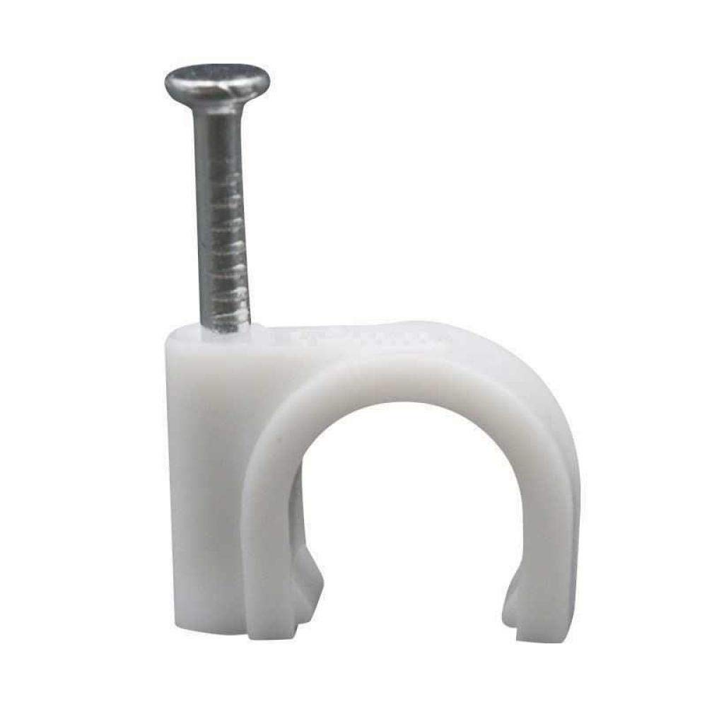 Cable Clips With Metal Nail | 8Mm Diameter Wire Fastener Circle - (Pack Of 100)