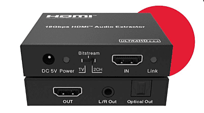 HDMI Audio Extractor 4K 60Hz, 18Gbps | HDMI 2.0, HDCP 2.2, SPDIF & L/R Output, HDR, CEC, Dolby/DTS Audio Support